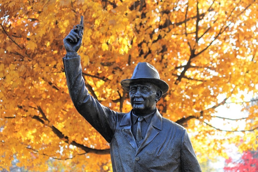 The George V. Brown statue on the Hopkinton Common.