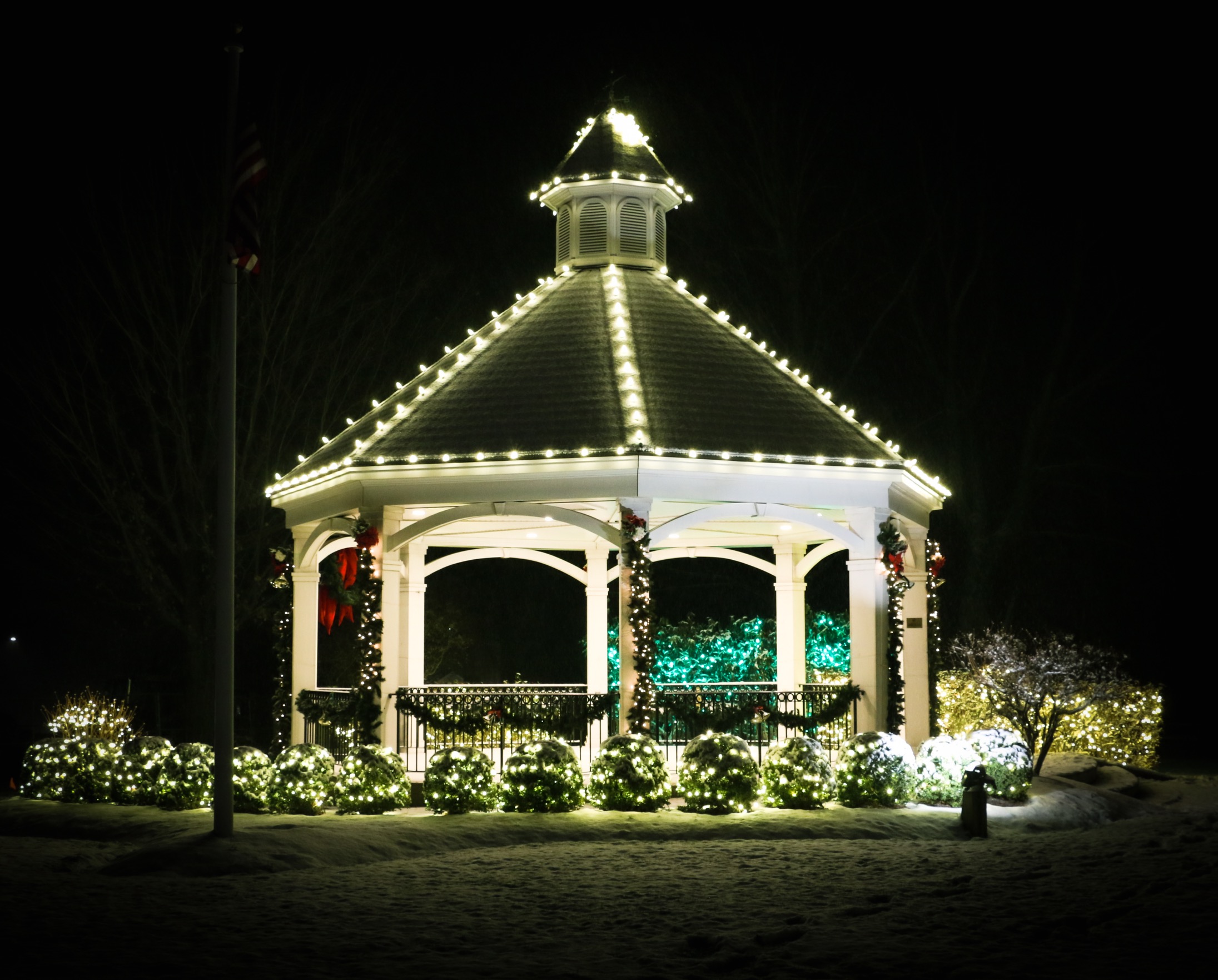 Hopkinton Common at night