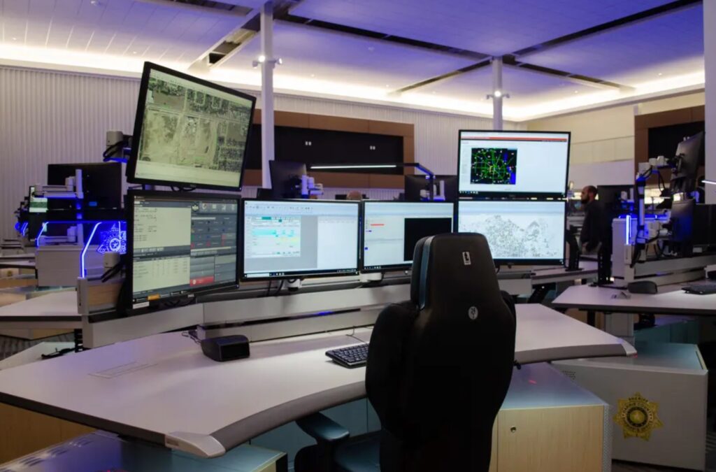 An unstaffed 911 dispatch station