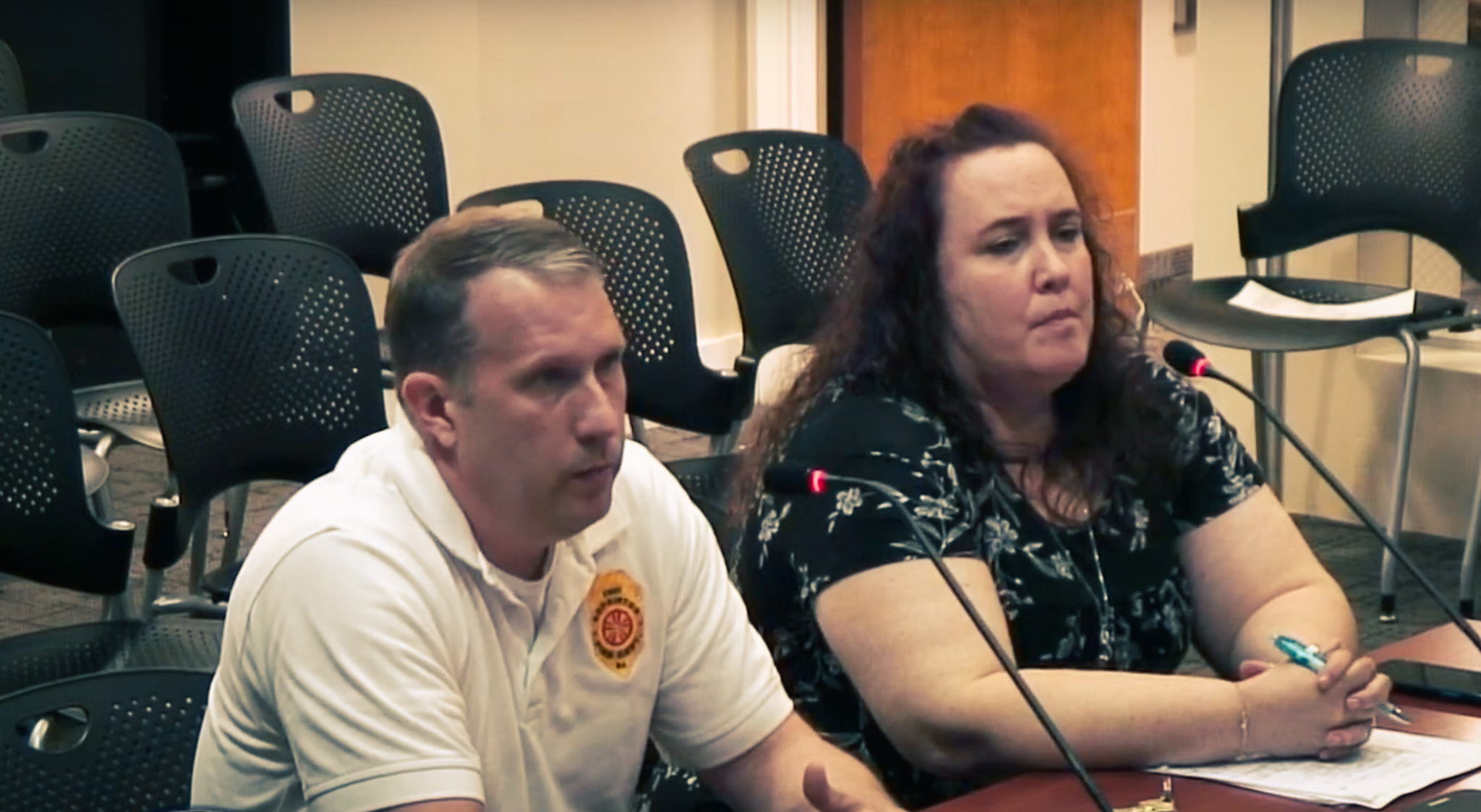 daughtery-hr Fire Chief Gary Daugherty, Jr. (L) with HR Director Jessica Lewerenz