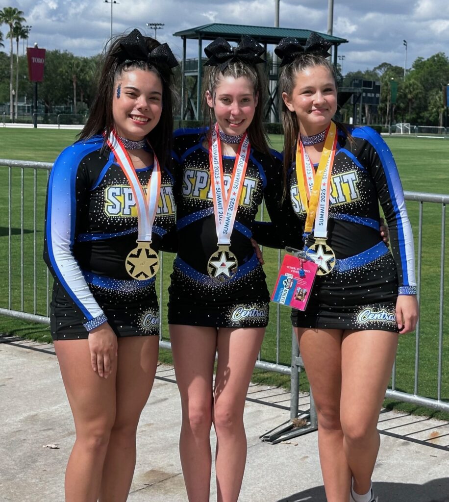 three cheerleaders