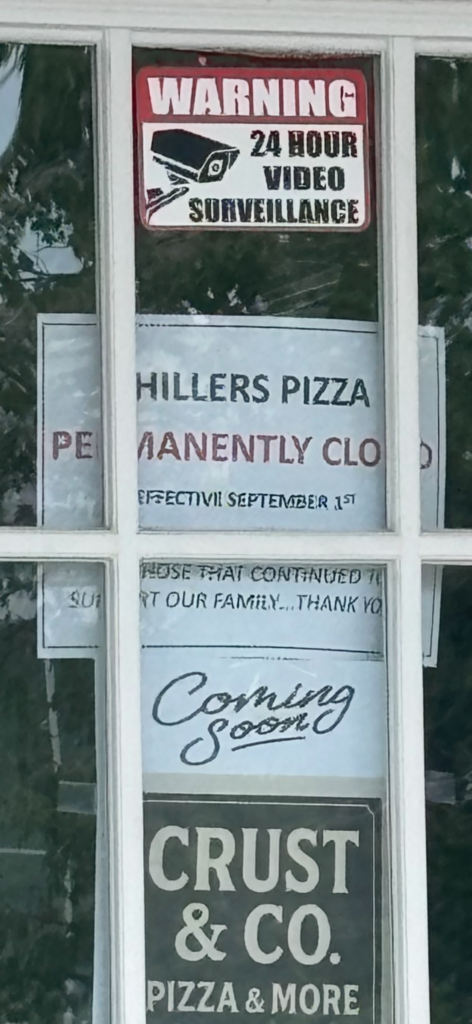 Door of Hiller's Pizza