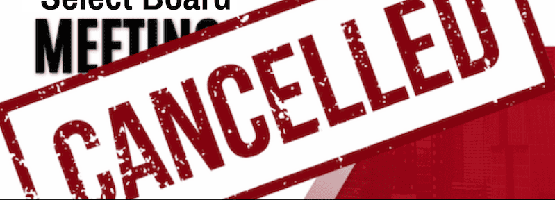 Meeting cancelled sign