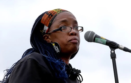 Woman with a microphone