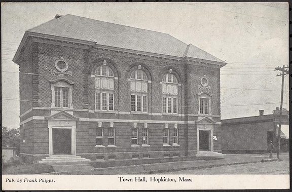 Town Hall Building in Hopkinton, MA Circa 1910