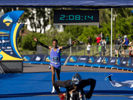 Man finishing a marathon