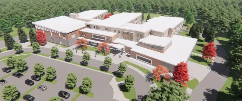 AI aerial view of Charleswood Elementary in Hopkinton