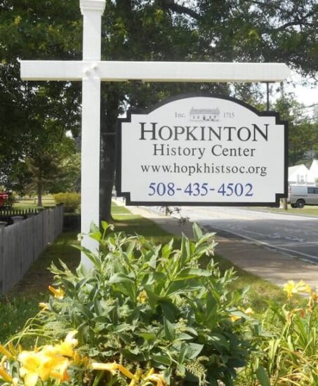Sign for the Historical Society in Hopkinton, MA