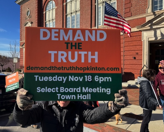 Protesters in front of Town Hall