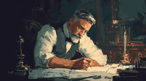 Man writing at desk