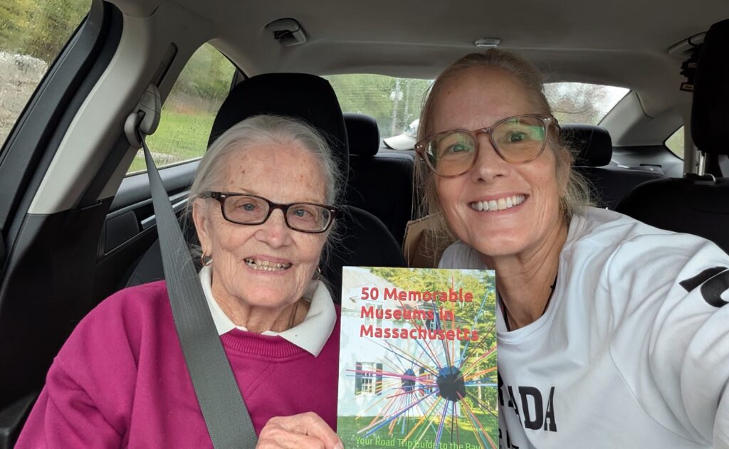 Mavis O'Leary and daughter Alison with the book, 50 Memorable Museums in Massachusetts
